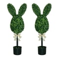 thumbnail image 5 of Luxcidy 29.53in Boxwood Bunny Topiary with Bow, Easter Bunny Topiary Tree Artificial Rabbit Topiary Outdoor Decorations, Artificial Bunny-Shaped Tree Faux Boxwood Plant for Garden Home Indoor Porch, 5 of 8