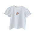 thumbnail image 1 of Gibobby Playera Térmica Para Niñas Top de baile para niños pequeños y niñas, Top de baile de manga corta con estampado de , ropa de baile de gimnasia de Ballet （Blanco， 5-6 Años), 1 of 4