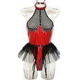 thumbnail image 1 of Falda tutú de malla de cuero de patente de PU sexy europea y americana con cuello colgante y liguero colgante, mono solucionable 3334, 1 of 6