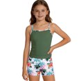 thumbnail image 6 of JAJAHO Girls Swimsuit 3 Pieces Long Sleeve Rash Guard Set Tropical Printed Tankini Bathing Suits Summer Kids Swimwear 3-10Y, 6 of 6