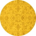 thumbnail image 1 of Ahgly Company Machine Washable Indoor Round Abstract Yellow Modern Area Rugs, 5' Round, 1 of 4