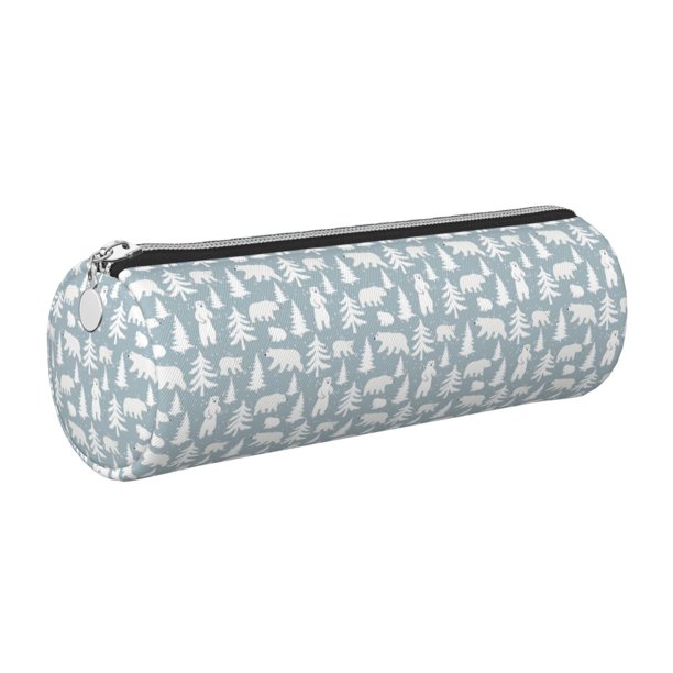 Disketp Polar Bears And Snowy Winter Estuche Organizador de Lápices de Cuero, Estuche de Oficina con Cremallera para Bolígrafo y Lápiz