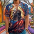 thumbnail image 6 of adaychics Christian Button Down Shirts for Men Jesus Lapel Short Sleeve Religious Beach Shirts Trendy Tops for Travel, 6 of 8