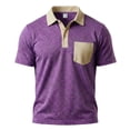 thumbnail image 5 of FRSASU Men's Short Sleeve Polo Shirts Casual Summer Button Basic Shirt Classic Golf Stylish Tops with Pocket Purple, 5 of 6