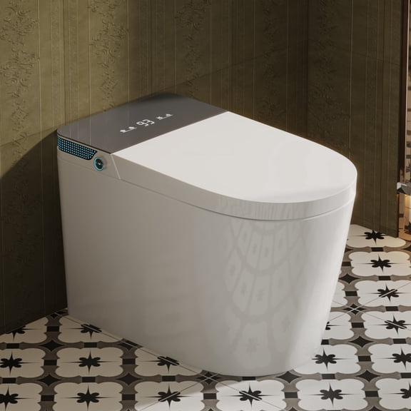 Smart Toilet with Auto Flush, Heated Seat, Bidet Wash, Foot Sensor, Warm Water & Dryer