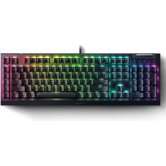 ERDS-BlackWidow V4 X Mechanical Gaming Keyboard: Yellow Switches Linear & Silent - 6 Macro Keys - Chroma RGB - Doubleshot ABS Keycaps - Roller & Media Keys - Snap Tap