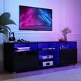 thumbnail image 3 of ChVans LED TV Stand for 65/70inch, High Glass Modern Entertainment Center with LED Lights and Glossy Cabinets, 3 of 8