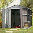 thumbnail image 4 of AECOJOY 6' x 6' Outdoor Storage Shed with Rack & Shelves Metal Utility Tool Shed with Lockable Door for Backyard & Garden on Clearance, 4 of 6