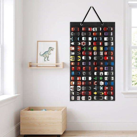 Wall Mount Kids Toy Storage Organizer, Hanging Toy Car Storage Organizer, Hanging Pocket Organizer for Small Mini Toys