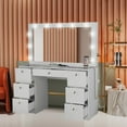 Boahaus Modern Yara Makeup Vanity Table Set with Mirror, 7 Drawers