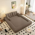 thumbnail image 4 of LUCKHAO 78.7" 3-in-1 Convertible Sofa Bed, Foldable Floor Lounger with Pillows, Soft Teddy Fabric, No Assembly Required(Brown), 4 of 7