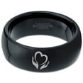 thumbnail image 2 of Tungsten Flower Lotus Heart in Hands Band Ring 8mm Men Women Comfort Fit Black Dome Polished, 2 of 4