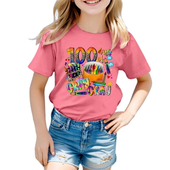 YUEHUA 100 Days of School Shirt for Toddler Boys Girls School Celebration Student T-Shirt 3-7 Years