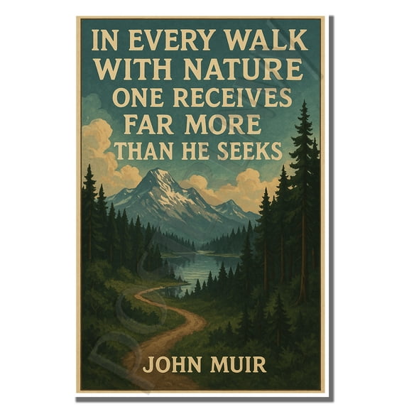 In every walk with nature one receives far more than he seeks - John Muir - Inspirational Poster - 18 inch x 12 inch