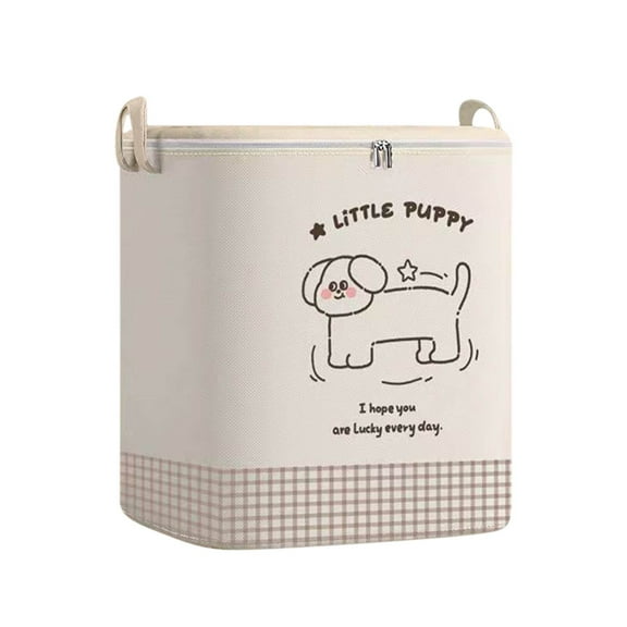 Luoshdecor Large Storage Boxes,Linen Fabric Foldable Storage Cubes Bin Box Containers with Lid Handles and Little Puppy Pattern for Clothes, Blankets, Quilts, Pillows