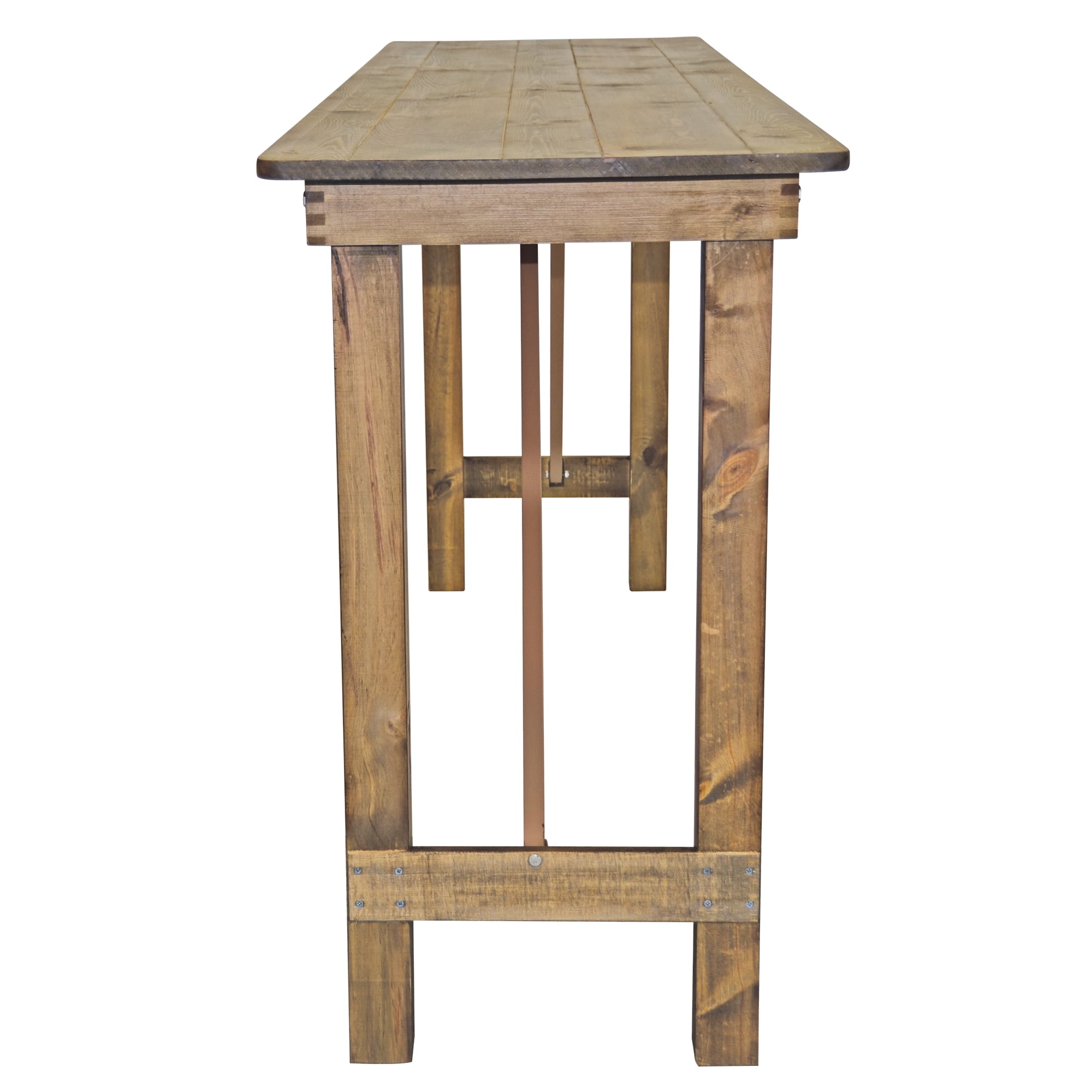 96 inch x 24 inch Farmhouse Pine Wood Rectangle Bar Height Folding Table - Rustic