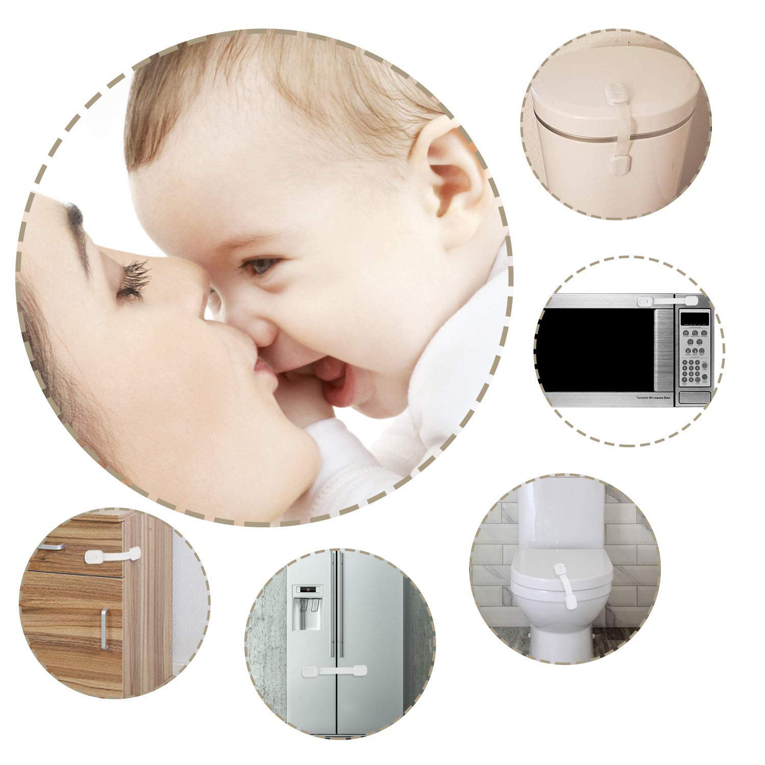 QT BABY Baby Proofing Cabinet Locks, Adjustable U Shaped Baby Safety  Latches for Drawers, Fridge, Closet