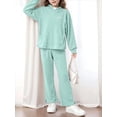 thumbnail image 2 of OYYN Girls Graphic Jogging Suits Sweatsuits 2 Piece Set Oversized Hoodie and Sweatpants Clothes (Mint Green 7-8 Years), 2 of 7