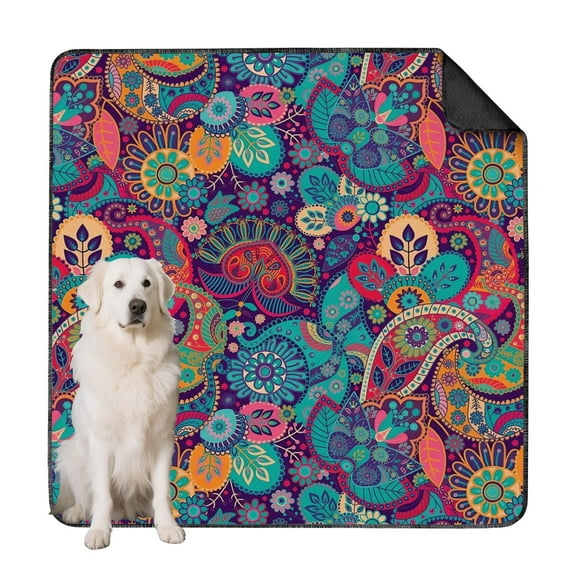Boho Style Washable Dog Pee Pads Extra Large 72x72 Inch, Reusable Non-Slip Puppy Potty Training Pad with Leak-Proof Backing for Crates and Indoor Floors