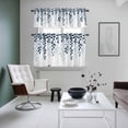 thumbnail image 5 of Plants Blue Kitchen Curtains Valances and Tiers Set of 3 Leaves Farmhouse Style Gradient Tier Curtains and Valance with Rod Pocket for Small Windows, 27.5"x24", 5 of 9