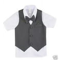 thumbnail image 6 of Dark Grey Gray Silver Infant Boy Toddler Formal Vest shorts Suit Outfits Sz S-4T, 6 of 9