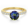 thumbnail image 3 of Gem Stone King 14K Two Tone Gold Blue Mystic Topaz and Lab Grown Diamond Engagement Ring for Women | 1.38 Cttw | Round 6MM | Gemstone November Birthstone | Size 6, 3 of 6