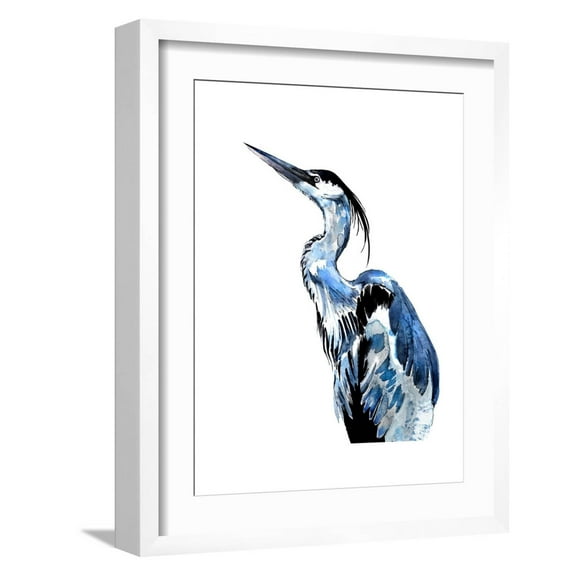 Art.com Coastal Blue Egret Art Print by Crystal Smith, White Frame Wall Art, 17" x 21"