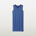 thumbnail image 5 of Men's Sleeveless V-Neck Modal Nightshirt, Loose Fit Lightweight Soft Sleep Shirt Knee Length, Breathable Comfort Casual Home Loungewear Tank Top Blue, 5 of 5