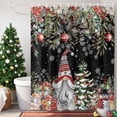 thumbnail image 4 of Pine Tree Dwarf Xmas Ball Gift Shower Curtain for Bathroom, Eucalyptus Poinsettia on Black Waterproof Shower Curtains Washable Quick Dry with Hooks Bathtub Curtains 36x72IN, 4 of 9