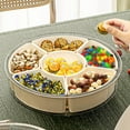 thumbnail image 4 of ETHKIA 4.5L Sealed Rotating Vegetable and Fruit Tray, Rotating Veggie Tray with Lid and Handle, 360 Rotatable Divided Serving Snack Candy Food Storage White, 4 of 9