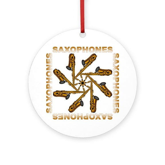 CafePress - Saxophone Flower Shirts And G - Round Wood Ornament 4"
