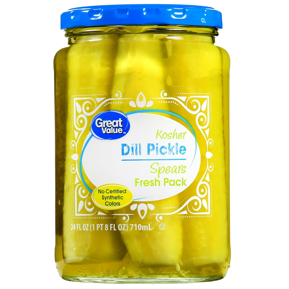 Great Value Kosher Spears Dill Pickle Fresh Pack, 24 fl oz - Walmart ...