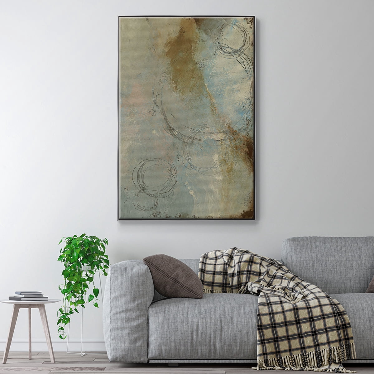 Zen Path I Framed Premium Gallery Wrapped Canvas - Ready to Hang - 27 x 41 - Silver Floating Frame