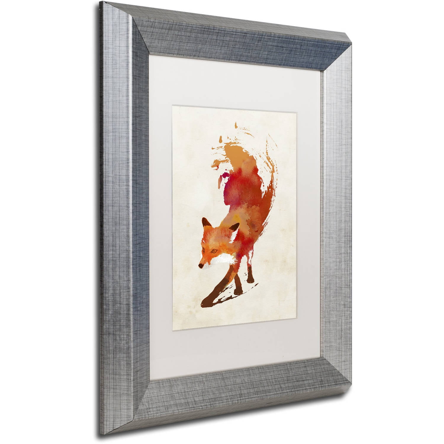Trademark Fine Art 'Vulpes Vulpes' Canvas Art by Robert Farkas, White Matte, Silver Frame