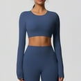 thumbnail image 4 of Timegard Hauts de Yoga pour Femmes Skinny Extensible Col Rond Manches Longues Cropped Tops de Gym Couleur Unie, 4 of 6
