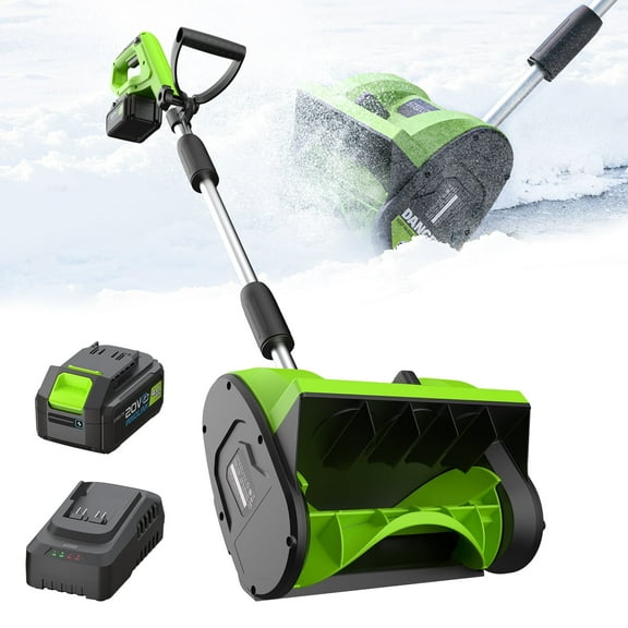Steelite 21V 13 Inch Cordless Snow Shovel, Battery Powered Snow Blower with Directional Plate & Adjustable Front Handle,4.0-Ah Battery & Quick Charger Included