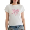 thumbnail image 3 of Mialoley Femmes Slim Fit Col Rond Manches Courtes Mignon T-shirt Imprimé Tops pour l'Été, 3 of 9