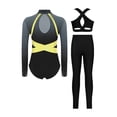 thumbnail image 2 of Hansber Gymnastics Leotard for Girls Rhinestone Long Sleeve Bodysuit Vest and Leggings Tumbling Dance Outfit Gray 16, 2 of 7