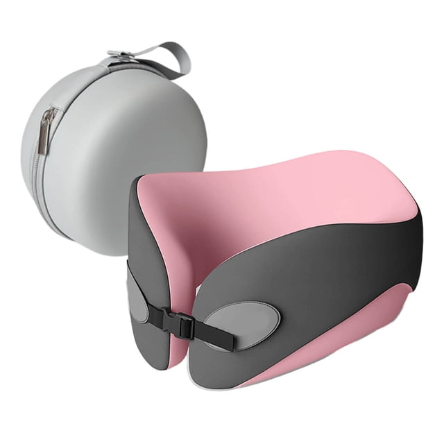 Memory Foam Neck Pillow Adjustable Strap Detachable Washable Cover Ergonomic Curved Design for Travel Nap Desk Work