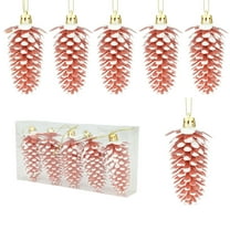 Mecorevxz 9cm 5Pcs Christmas Pinecone Fruit Plastic Christmas Tree Ornaments Suitable for Home Decor Hanging Tree Decorations,Christmas Gifts(Rose Gold)