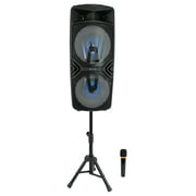 Technical Pro Dual 8" Rechargeable Backyard DJ Party Speaker System w/Stand+Mic