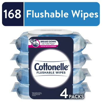 Cottonelle Ultra Fresh Flushable Wet Wipes, 4 Flip-Top Packs (168 Total Flushable Wipes)