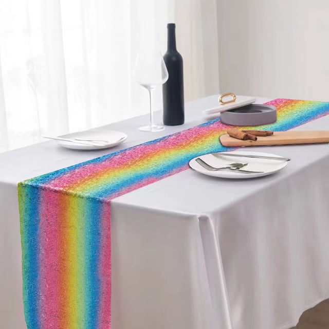 Decoración de la fiesta de bodas con purpurina de la bandera de la mesa | Camino de mesa Sequin Sparkle | Poliéster Nylon Multicolor | 12x71 pulgadas | Acento decorativo brillante para banquetes