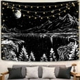 thumbnail image 2 of Gojian Black and White Tapestry Starry Night Mountain Tapestries for Bedroom Aesthetic Moon and Stars Tapastry's Wall Hanging Dark Nature Forest Wall Tapestry for Living Room Dorm, 2 of 6