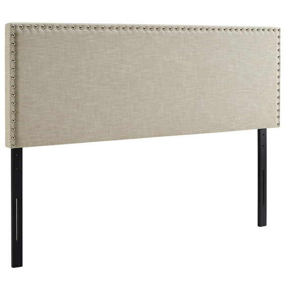 Modern Contemporary Urban Design Bedroom Queen Size Headboard, Fabric, Beige