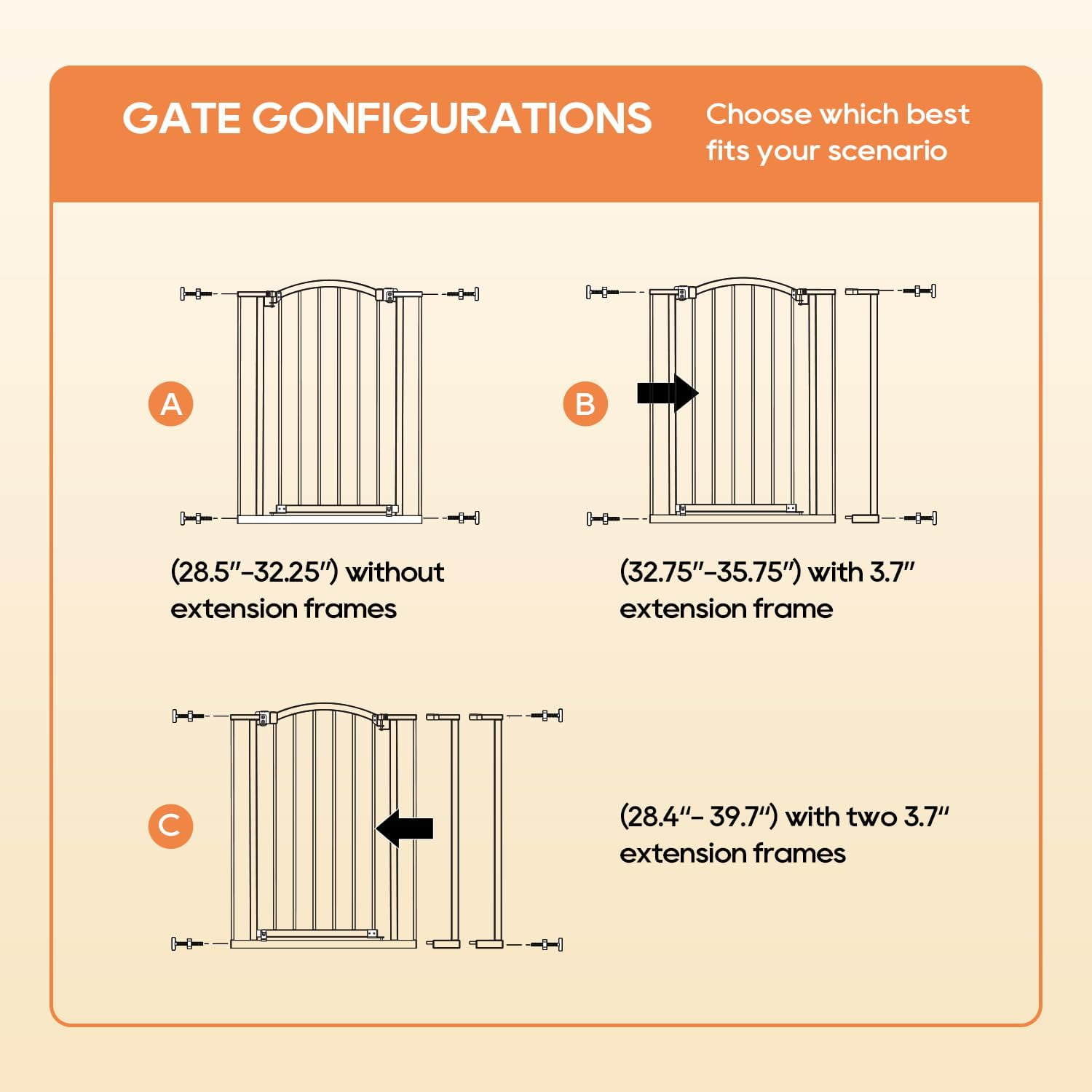CL.HPAHKL Dog Gate for Stairs & Doorways, Metal Pet Safety Gate for Indoor Dogs Cats, Fits 28.5”-39.7” Wide Openings