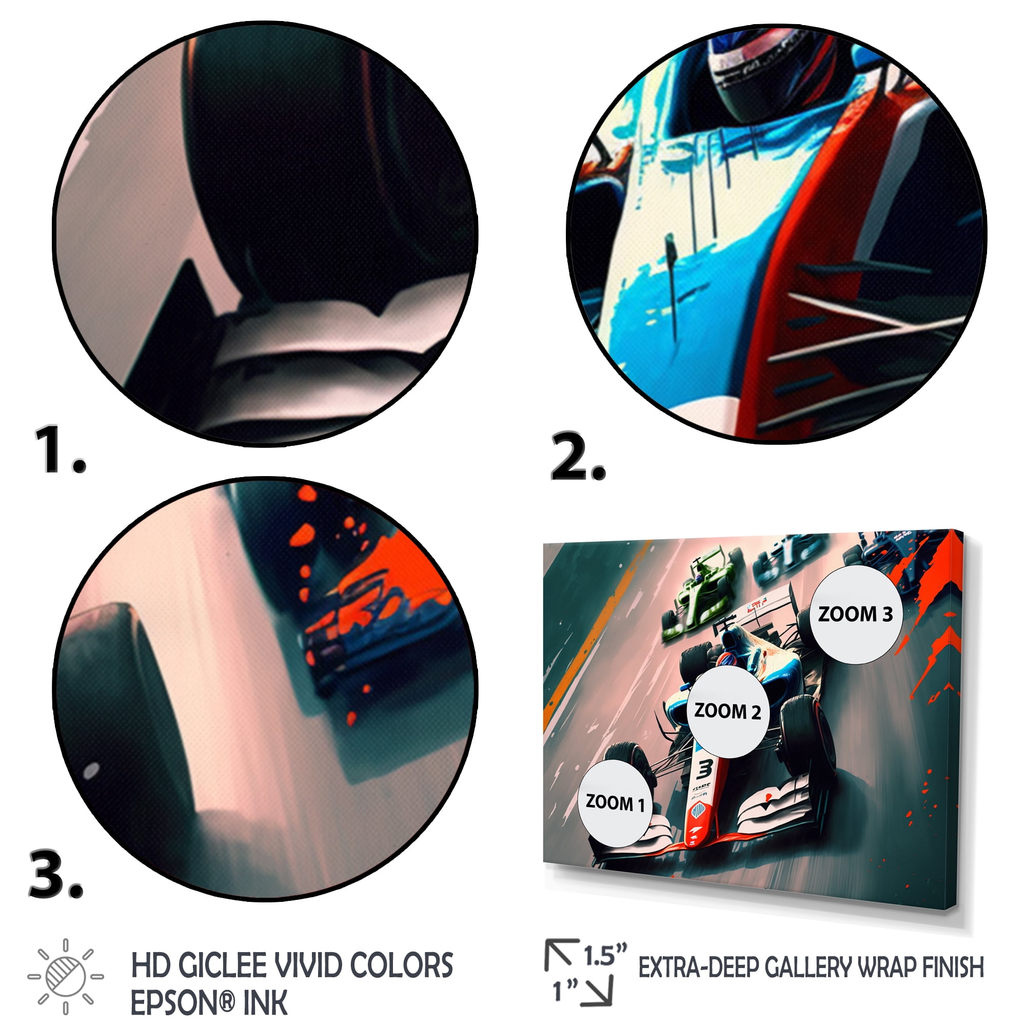 Designart Formula Car Racing V Canvas Wall Art