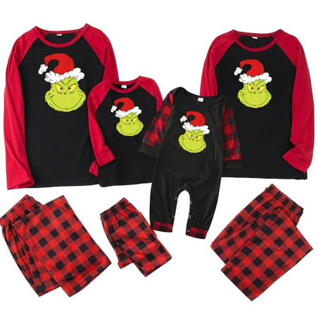 

TKing Fashion Grinch Holiday Christmas Pajamas Family Matching Pjs Set Xmas Jammies for Couples Youth Baby 18 Months Baby
