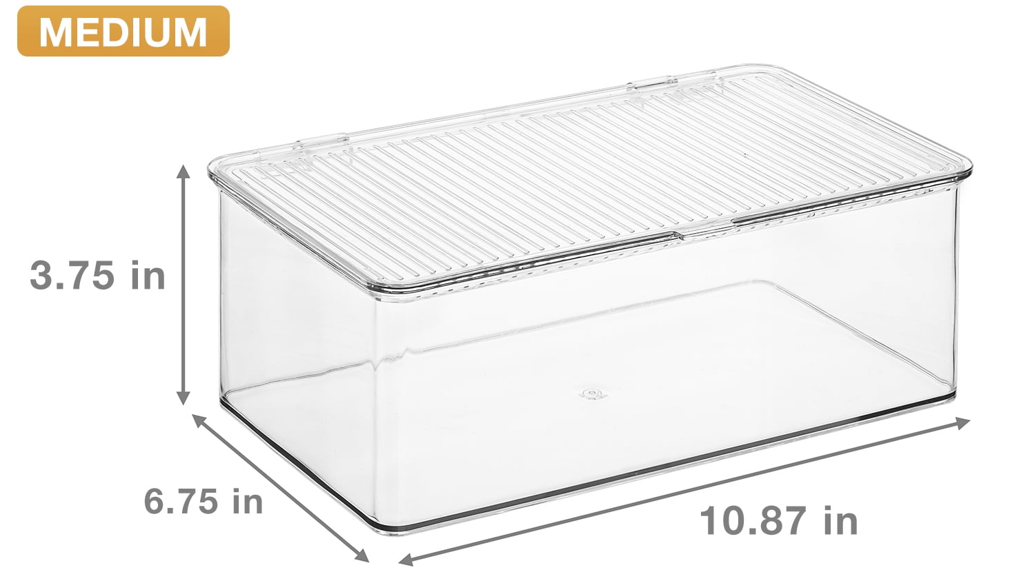 Sorbus Organizer Bins with Attached lids | Kitchen Pantry Organization Storage Bins, Small Clear Storage Box for Fridge | Food Storage Containers for Organizing, Cabinet Organizers (2-Pack, Medium)