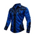thumbnail image 3 of FASHOFT Western Shirts for Men Cowboy Halloween Shirts Long Sleeve Country Shirt Slim Fit Button Down Shirt Casual Work Blue L, 3 of 3